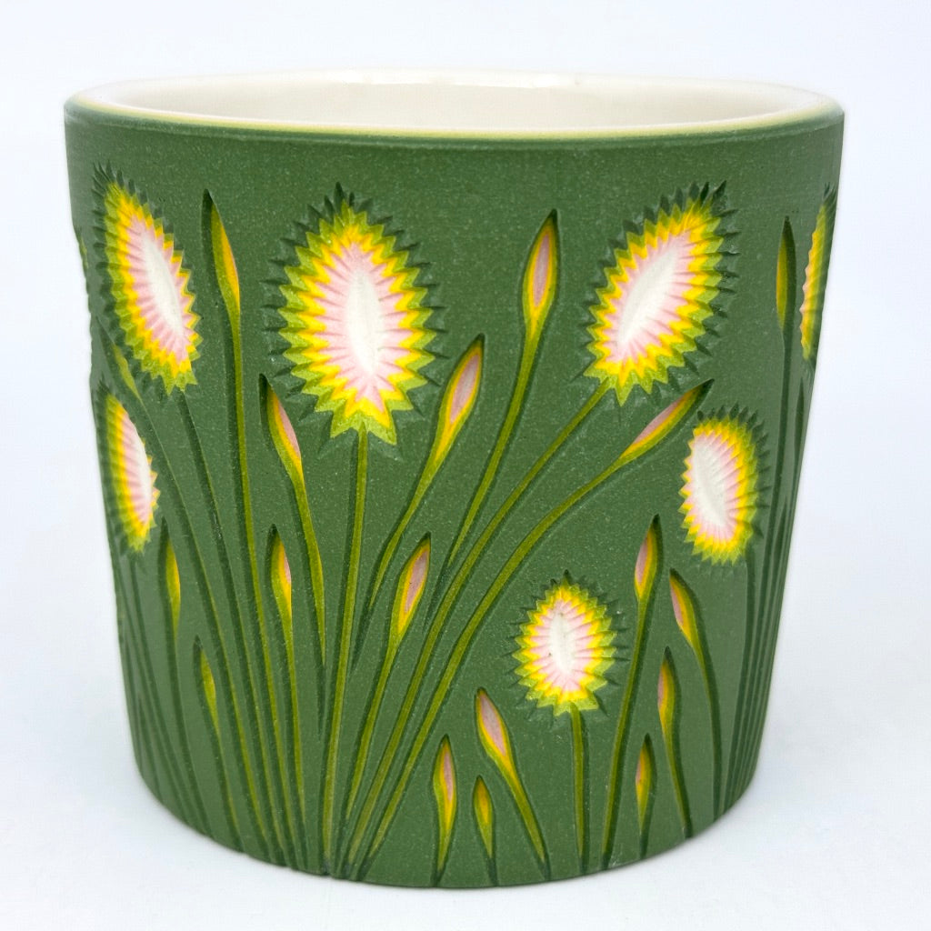 Green Spring 5-Layer Botanical Carved Tumbler (Ready to Ship)
