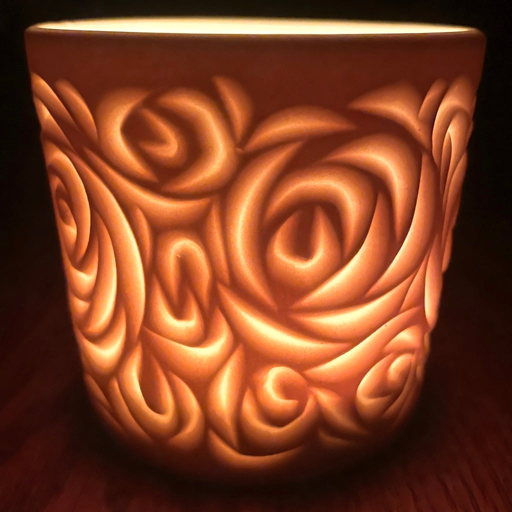 Roses Carved Luminary *Made to Order* Ship in 4-6 weeks