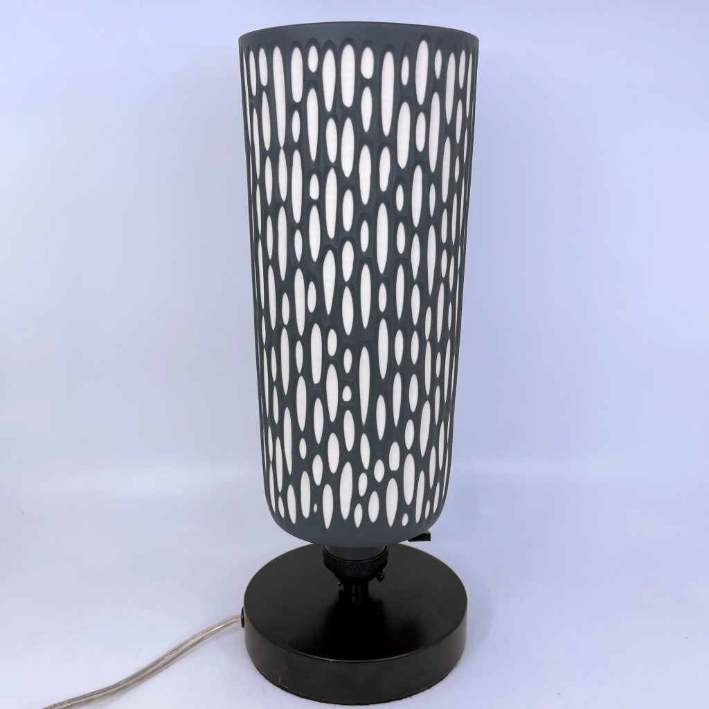 *Now preorder* Table Lamp- "Spires" Black and White layered and  hand-carved Porcelain Shade and Choice of Base (ship by DEC15)