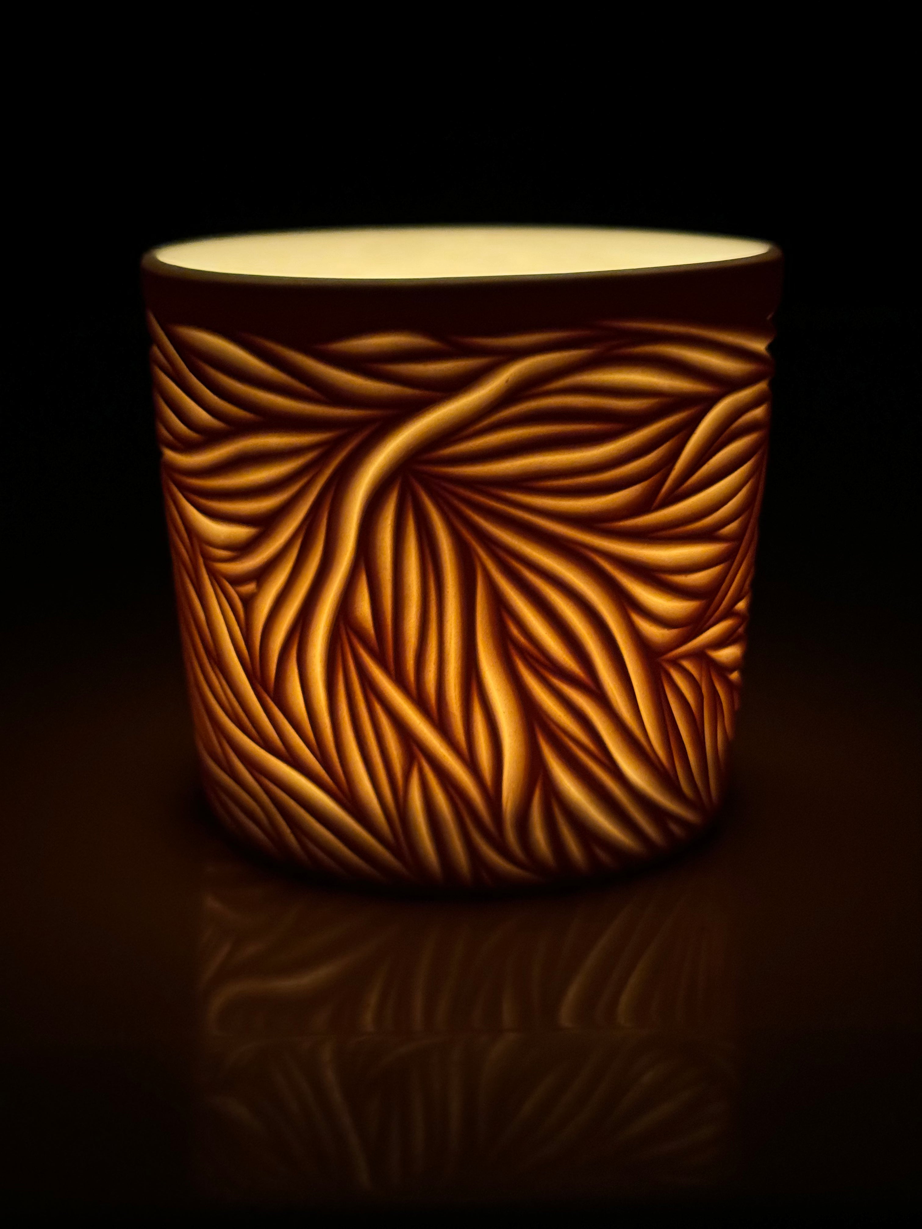 Intricate 2-Layer Carved Luminary (light orange)-ready to ship