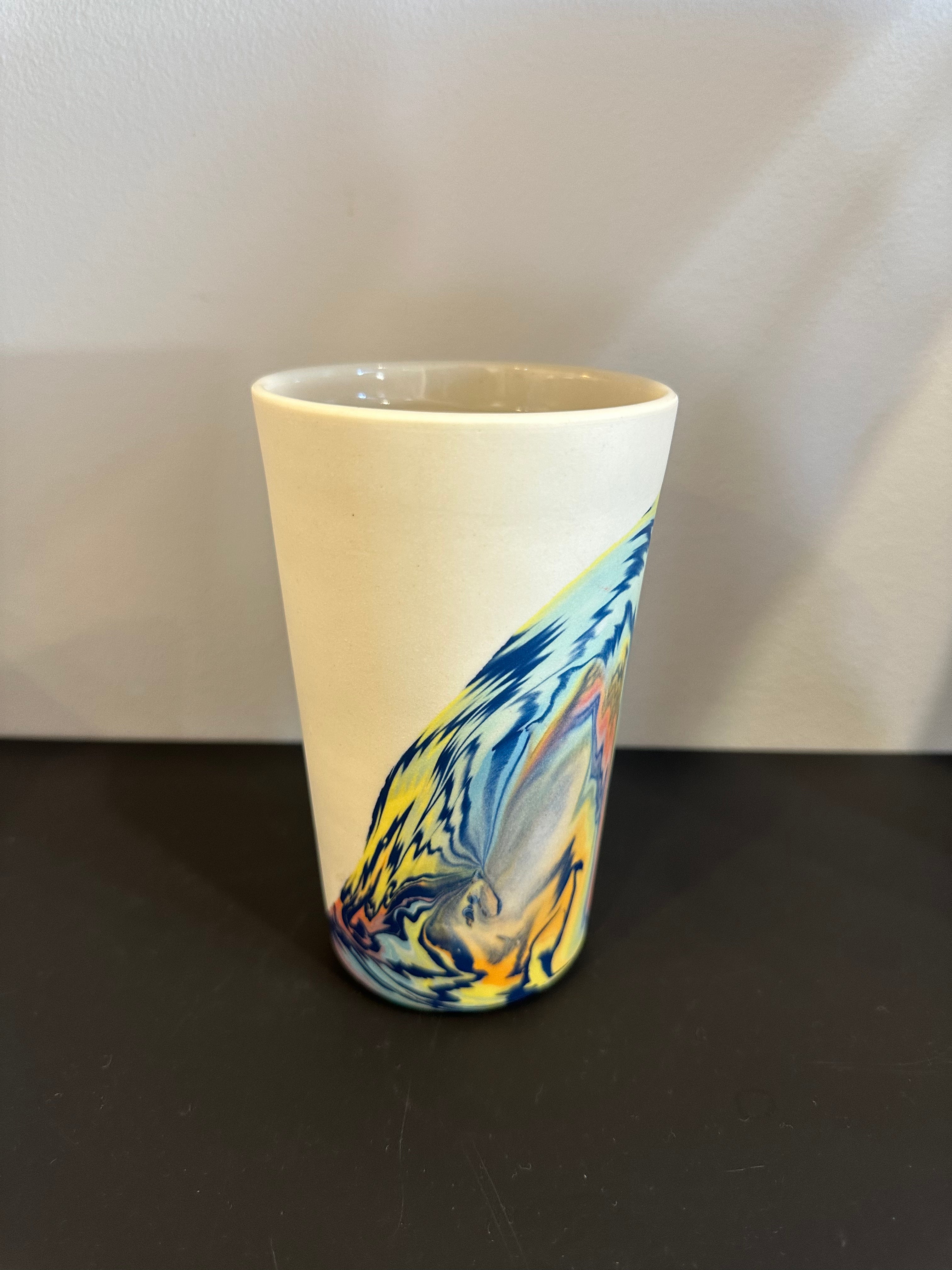 White rainbow wave insulated mug