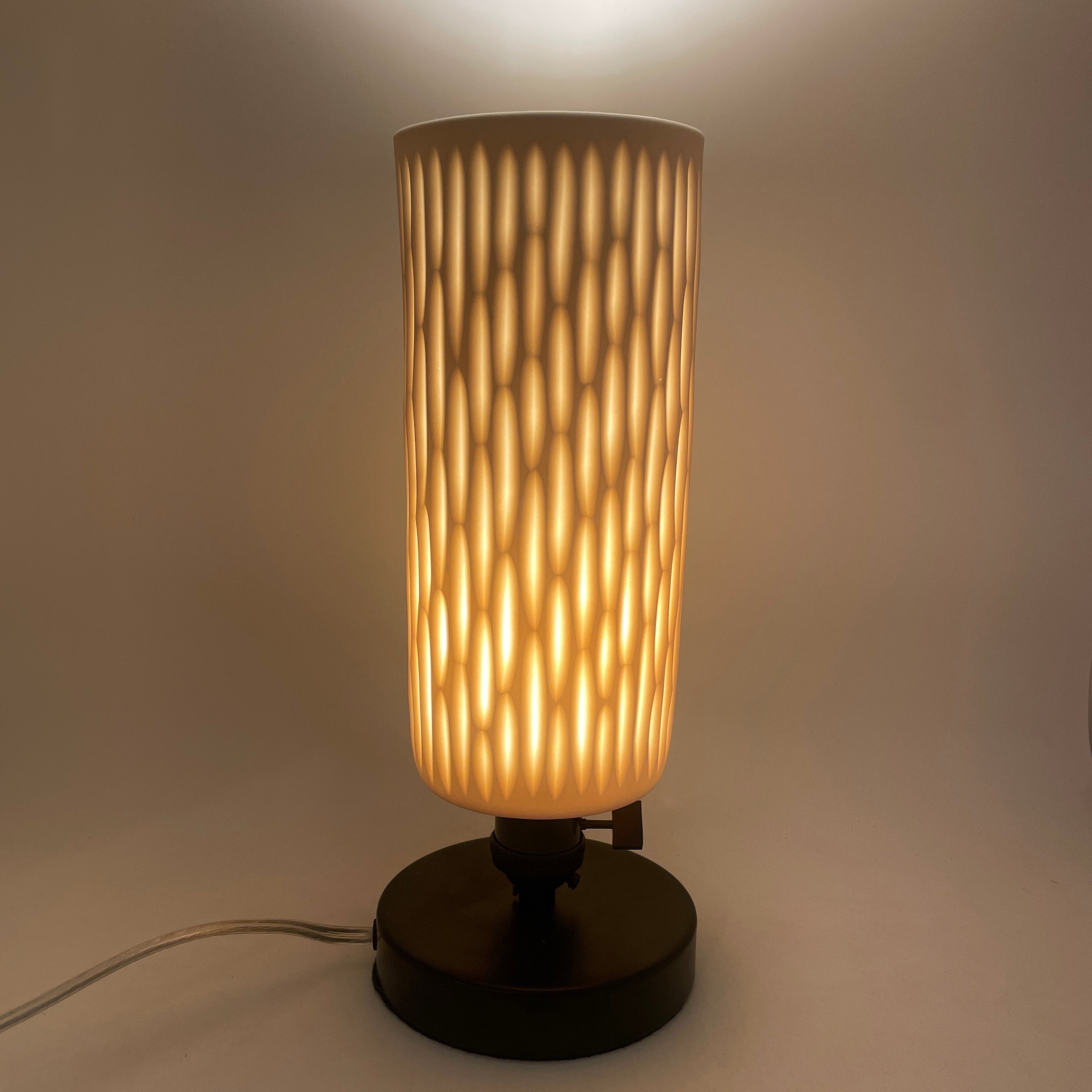*Now Preorder* Table Lamp- "Spires" hand-carved White Porcelain Shade and Choice of Base (ship by Dec 15th)