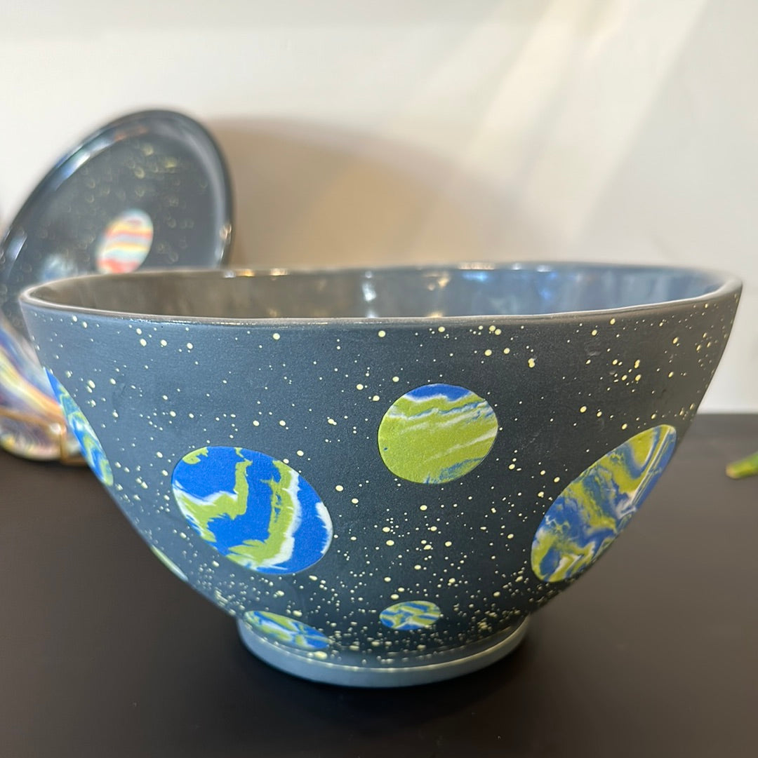 Earth galaxy large serving bowl