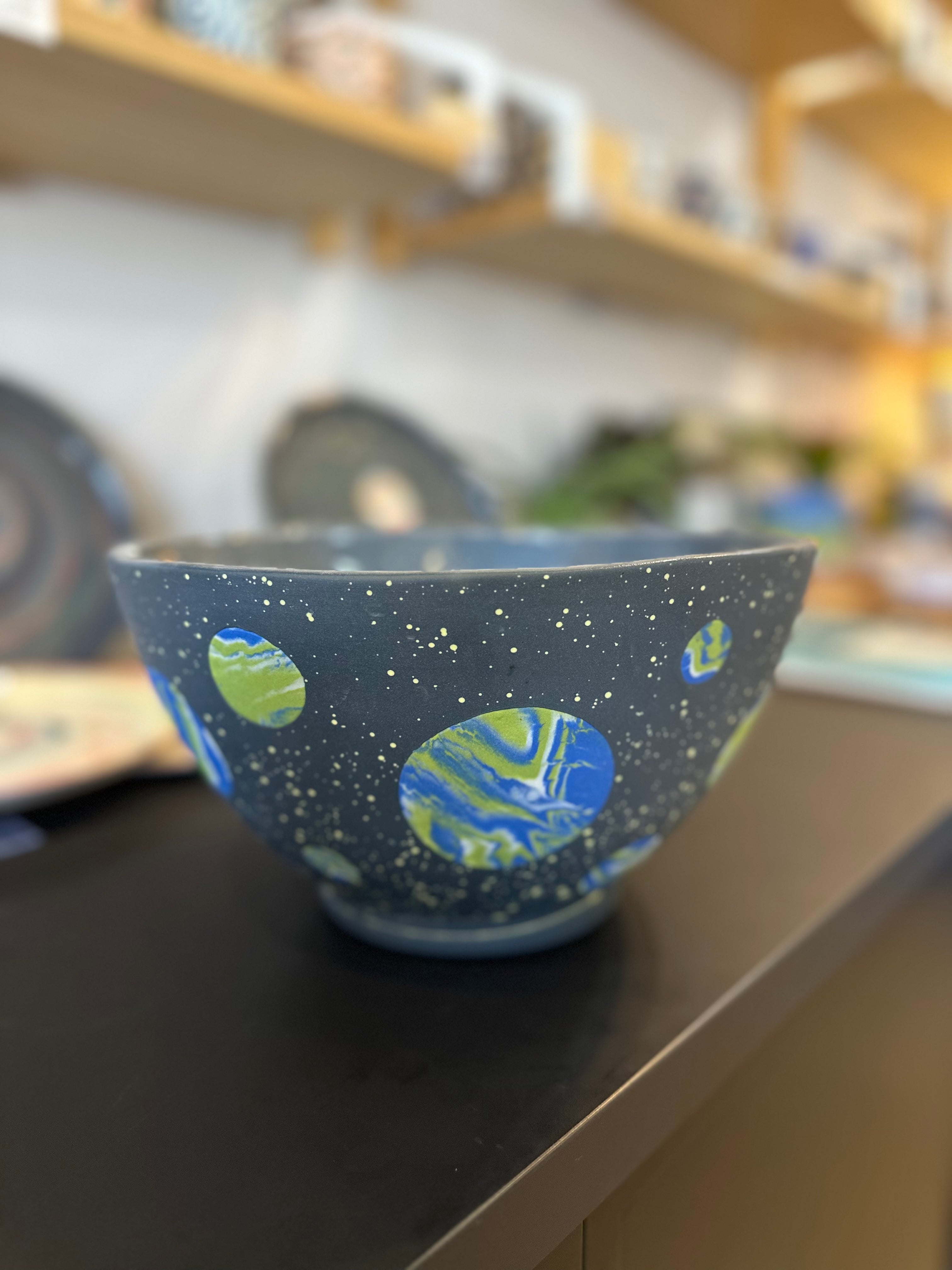 Earth galaxy large serving bowl