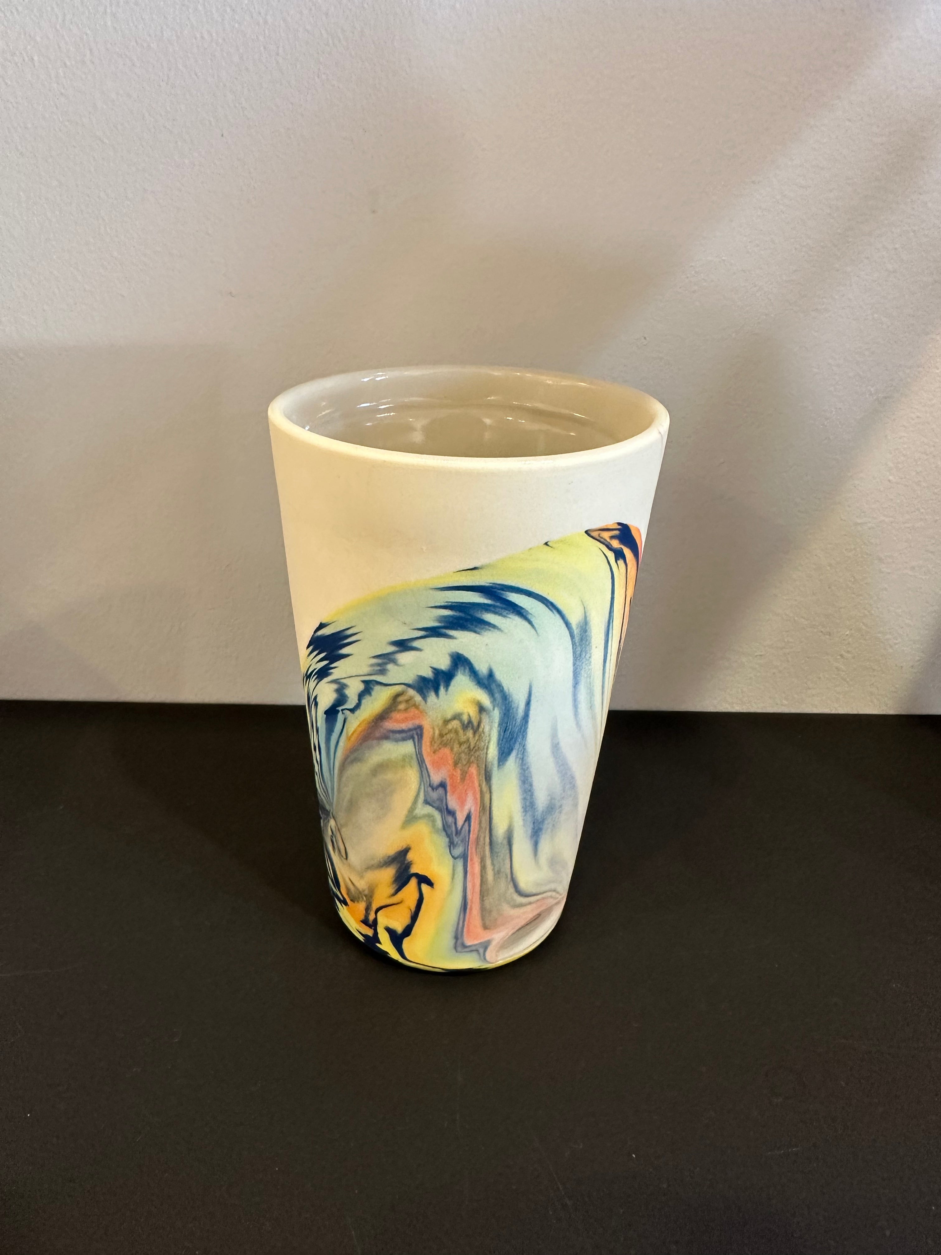 White rainbow wave insulated mug