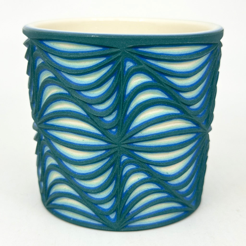 Teal & Blues 5-Layer Soundwave Carved Tumbler (Ready to Ship)