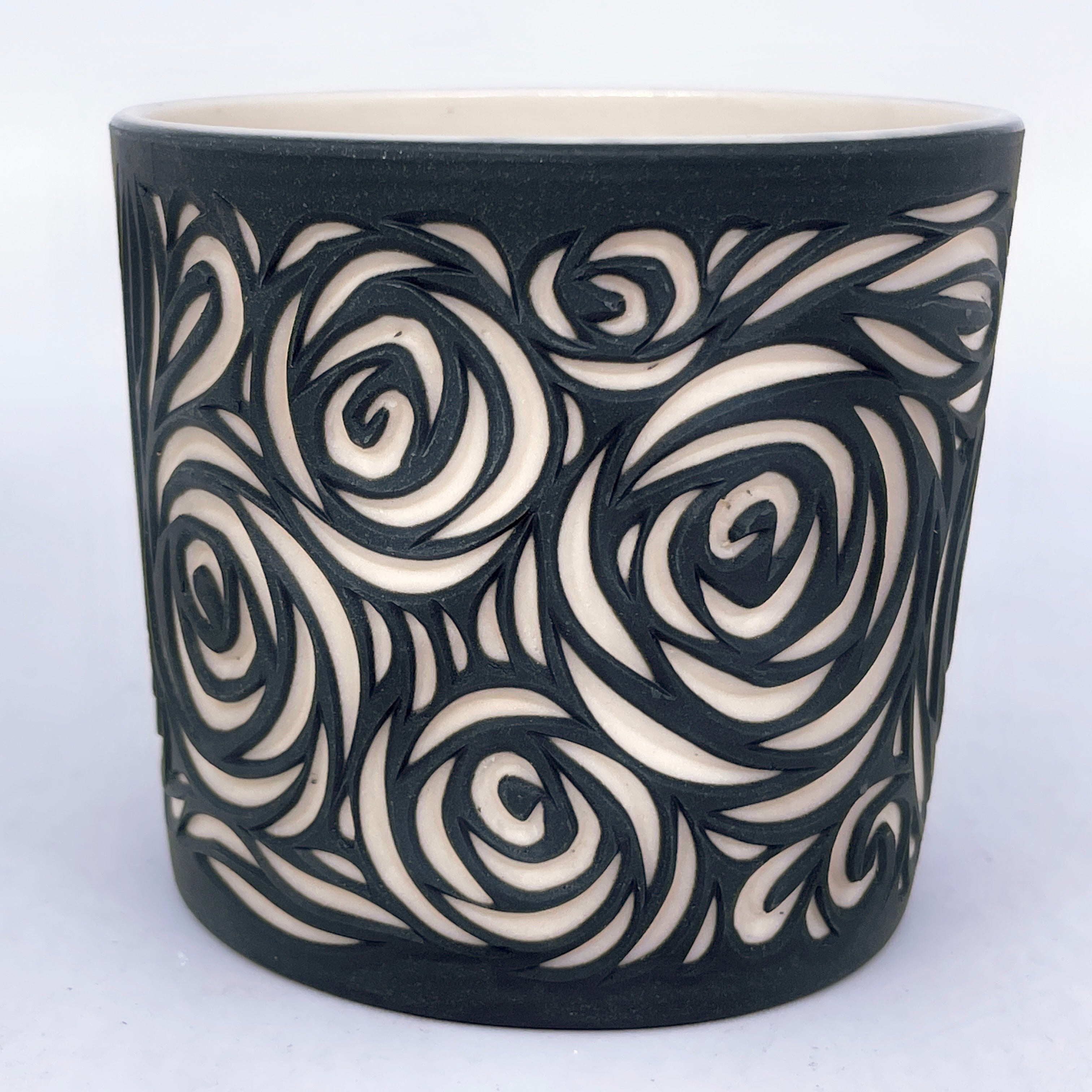Roses 2-Layer Carved Luminary (black exterior)