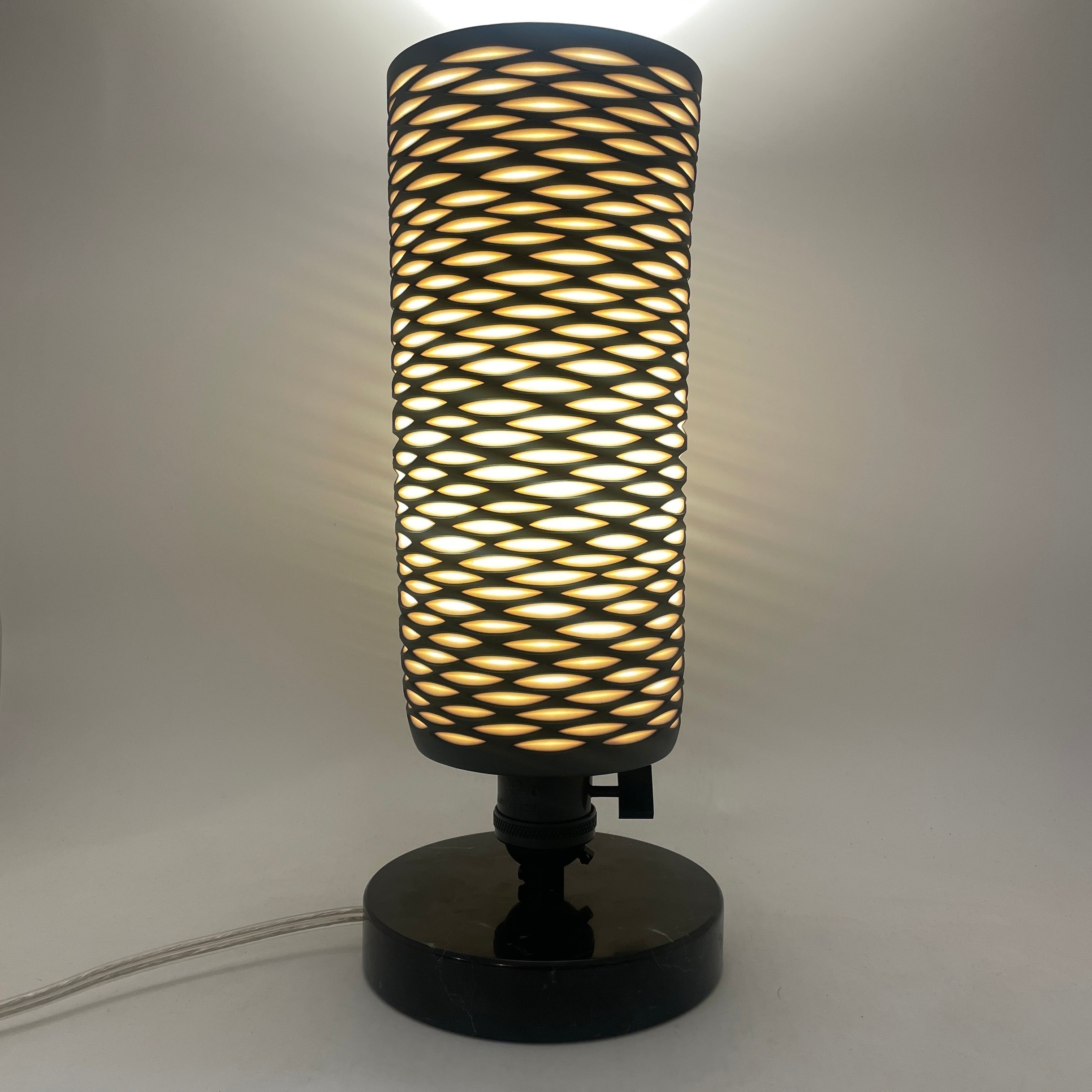 Table Lamp- "Mesh" Black and White Hand-carved Porcelain Shade with Choice of Base (ready to ship)