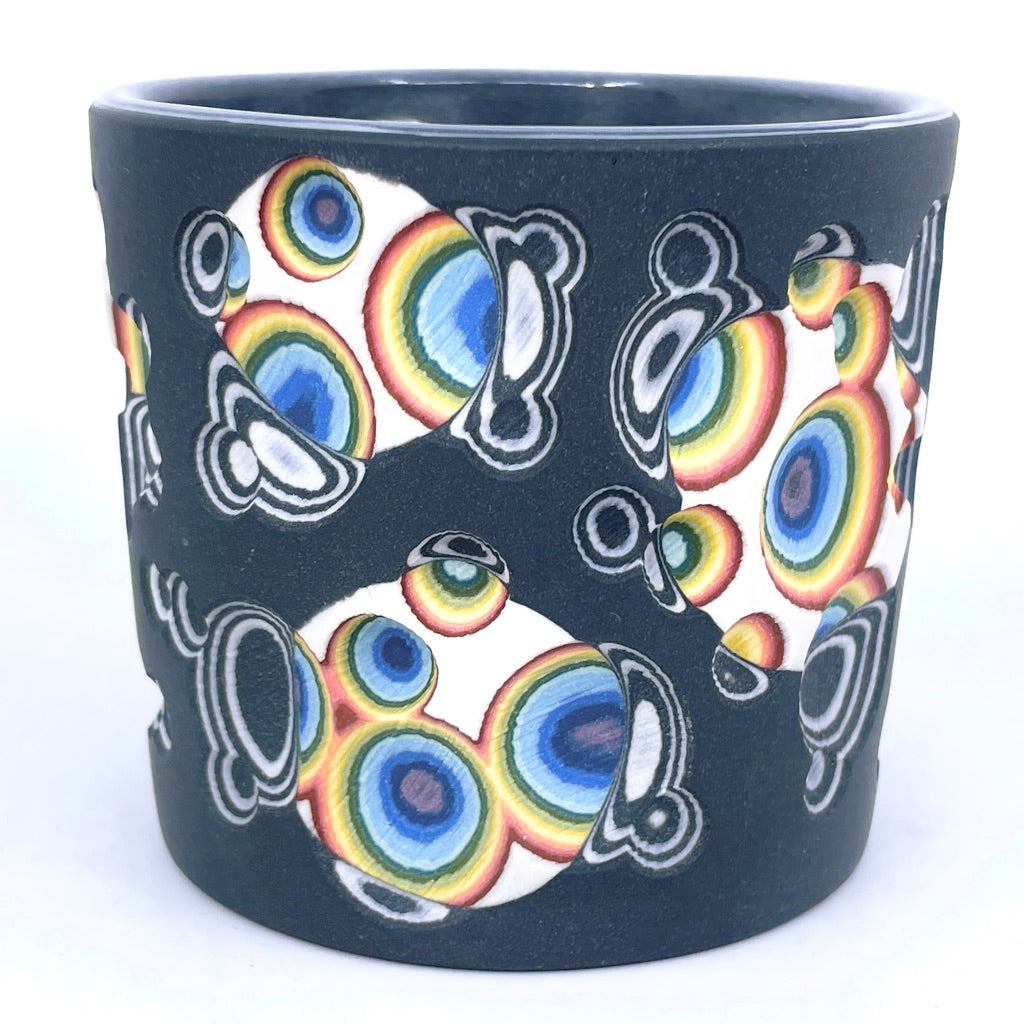 *Now Preorder* Buzzed Carved Hybrid Layering- Rainbow Inserts on Black/White - 20 Layer Functional Fine Art Tumbler