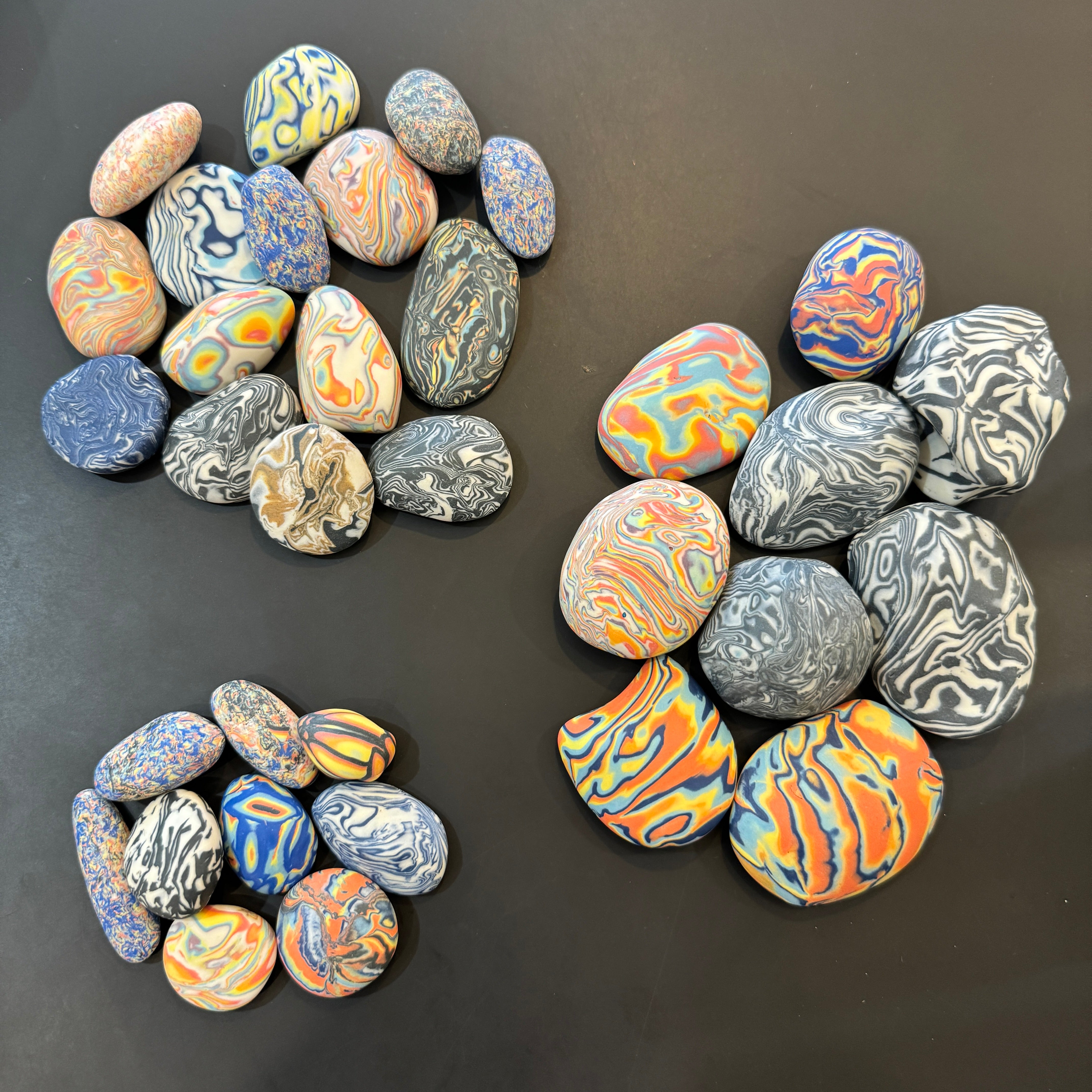 Porcelain Rock/ Worry Stone, 3 sizes - from various layering and carving processes, random grab bag product