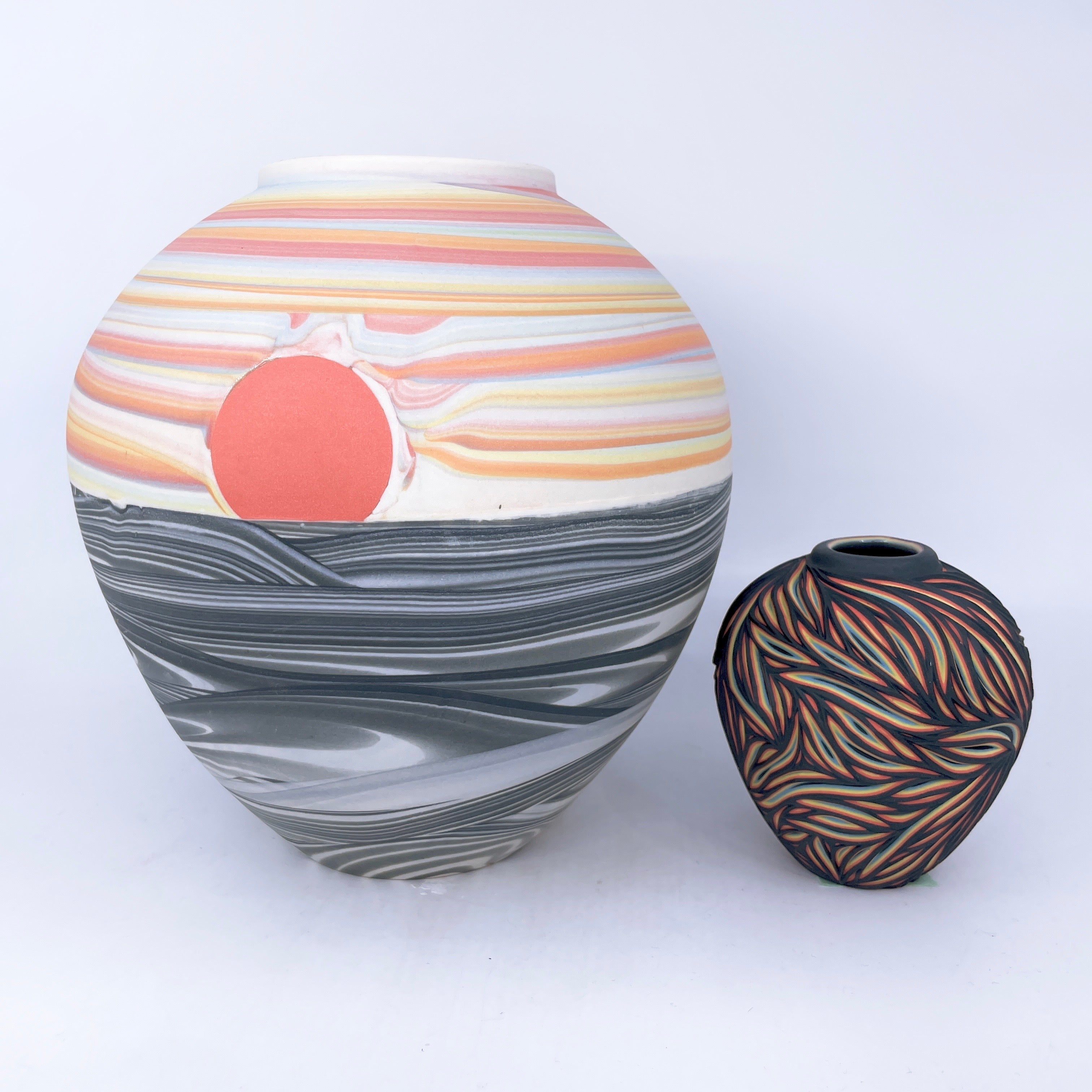 Large Marbled Vase "Rainbow Sunset"