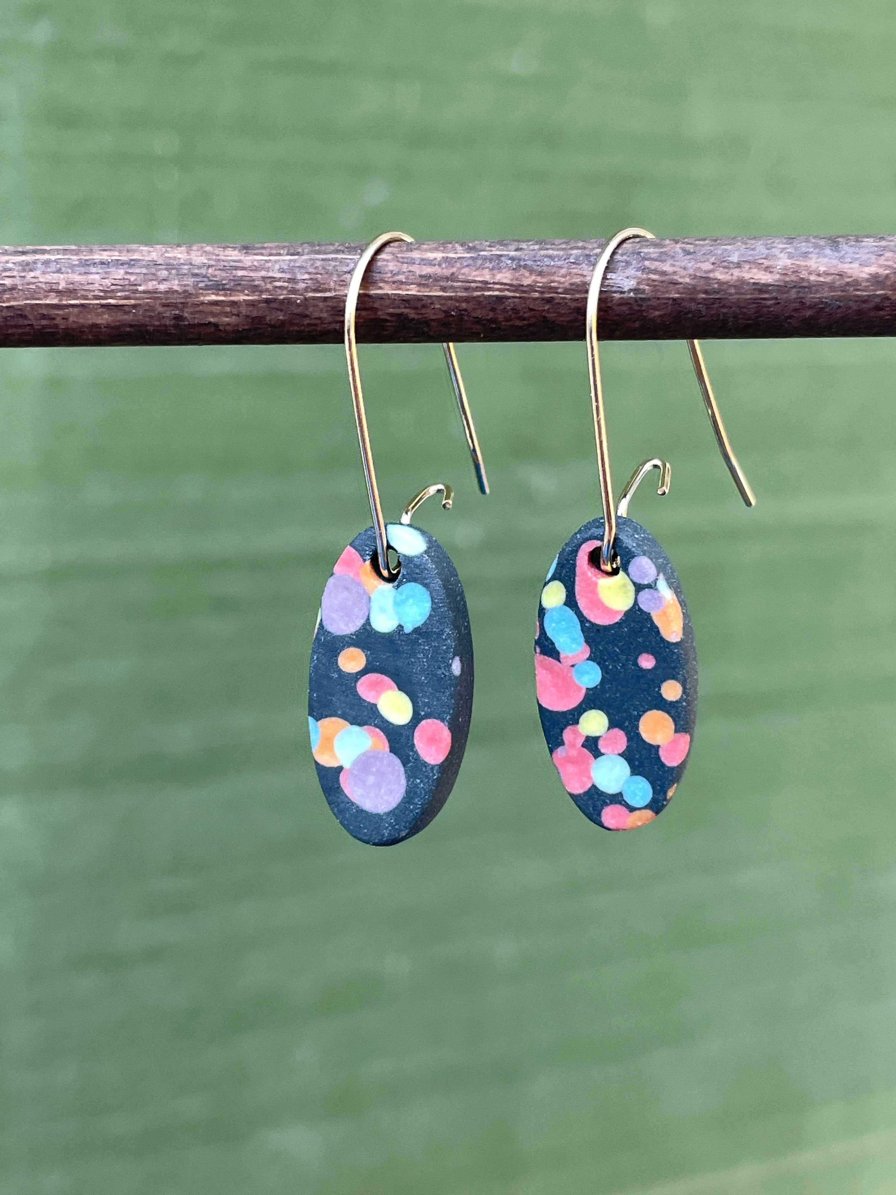 Dappled Rainbow Oval Small Drop Earrings Preorder *ship in 4-6 weeks*