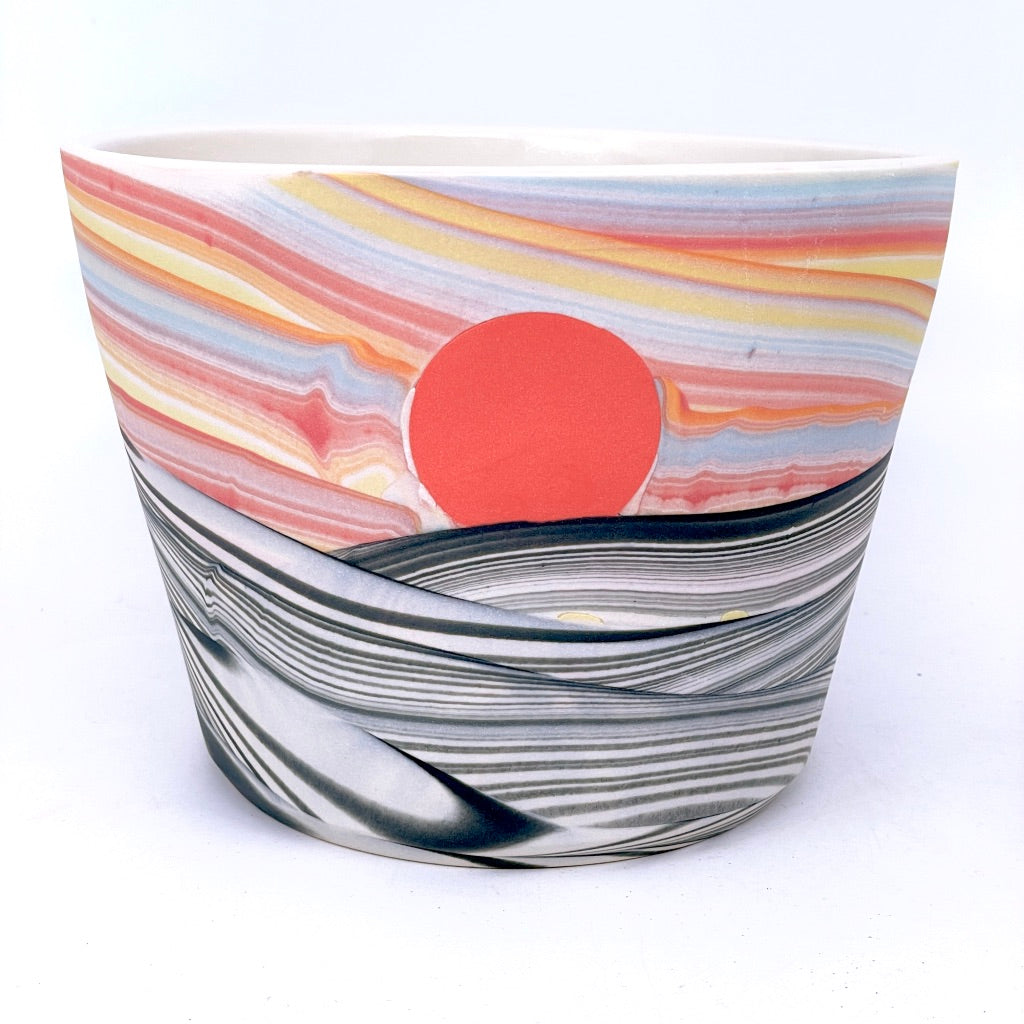 Rainbow Sunset Landscape Large Planter Preorder *ship in 4-7 weeks*