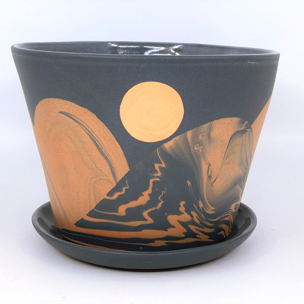 Large Night Dunes Planter w/ Dish *Made to Order* Ship in 4-6 weeks