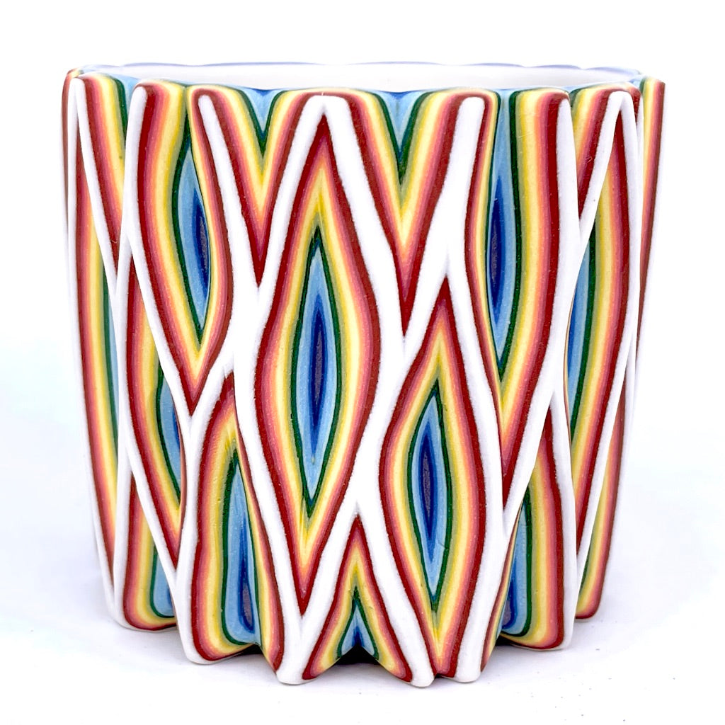 Rainbow 15 Layer Experimental Vertical Mesh Carving - Functional Fine Art Tumbler