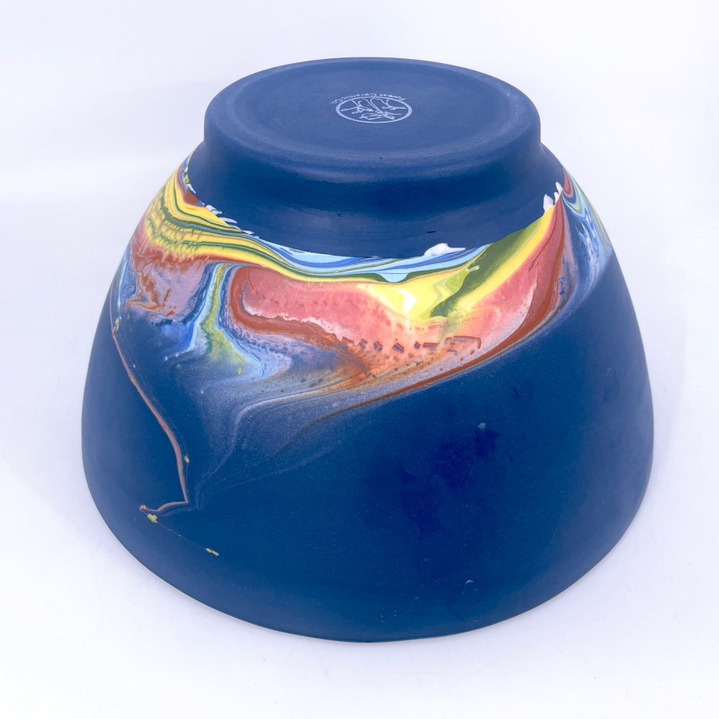 16 Color Rainbow Aurora, Cobalt Background Large Serving Bowl *Now Preorder, ship in 4-6 weeks*
