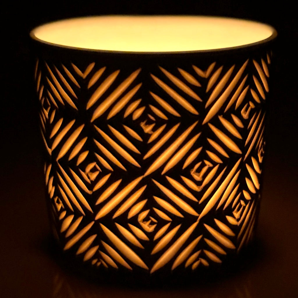 Lattice 2-Layer Carved Luminary (black exterior) *Made to Order* Ship in 4-6 weeks