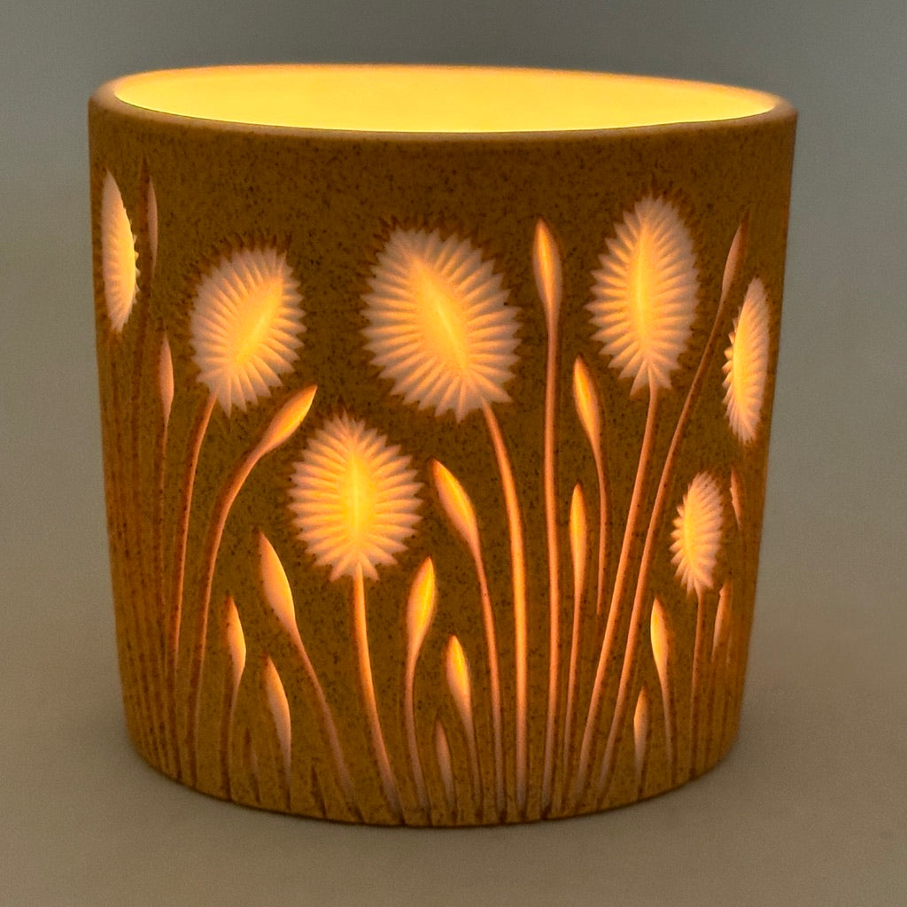 Botanical Carved Pumpkin Spice Luminary *Made to Order, ship 4-6 weeks*