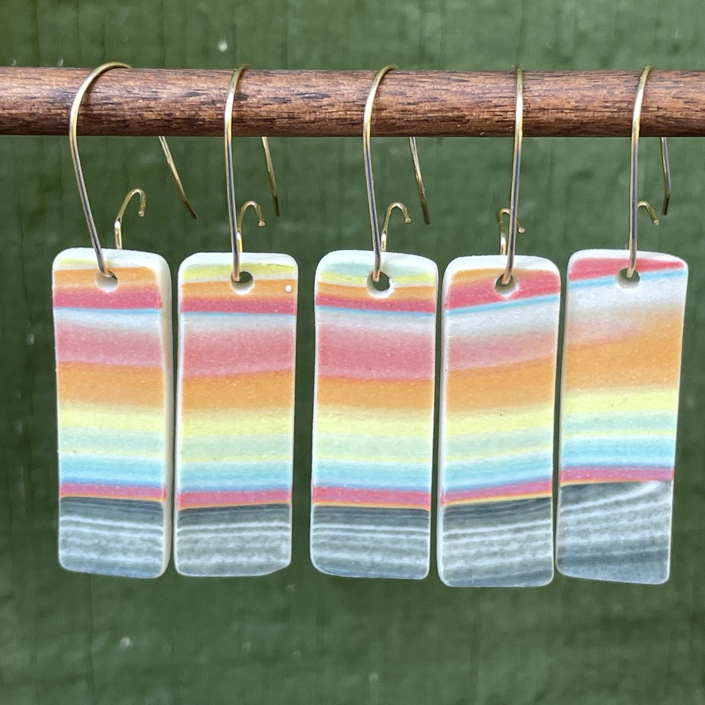 Rainbow Landscape Drop Earrings -Small (2.25 inches) 2 pairs, Ready to Ship