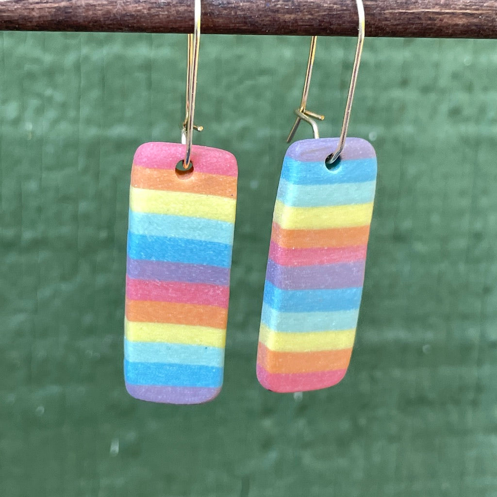Double Stripe Rainbow Drop Earrings Preorder *ship in 4-6 weeks*