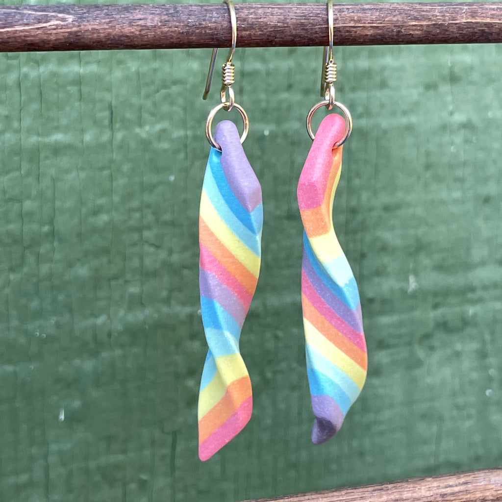 Double Stripe Rainbow Twisty Drop Earrings Preorder *ship in 4-6 weeks*