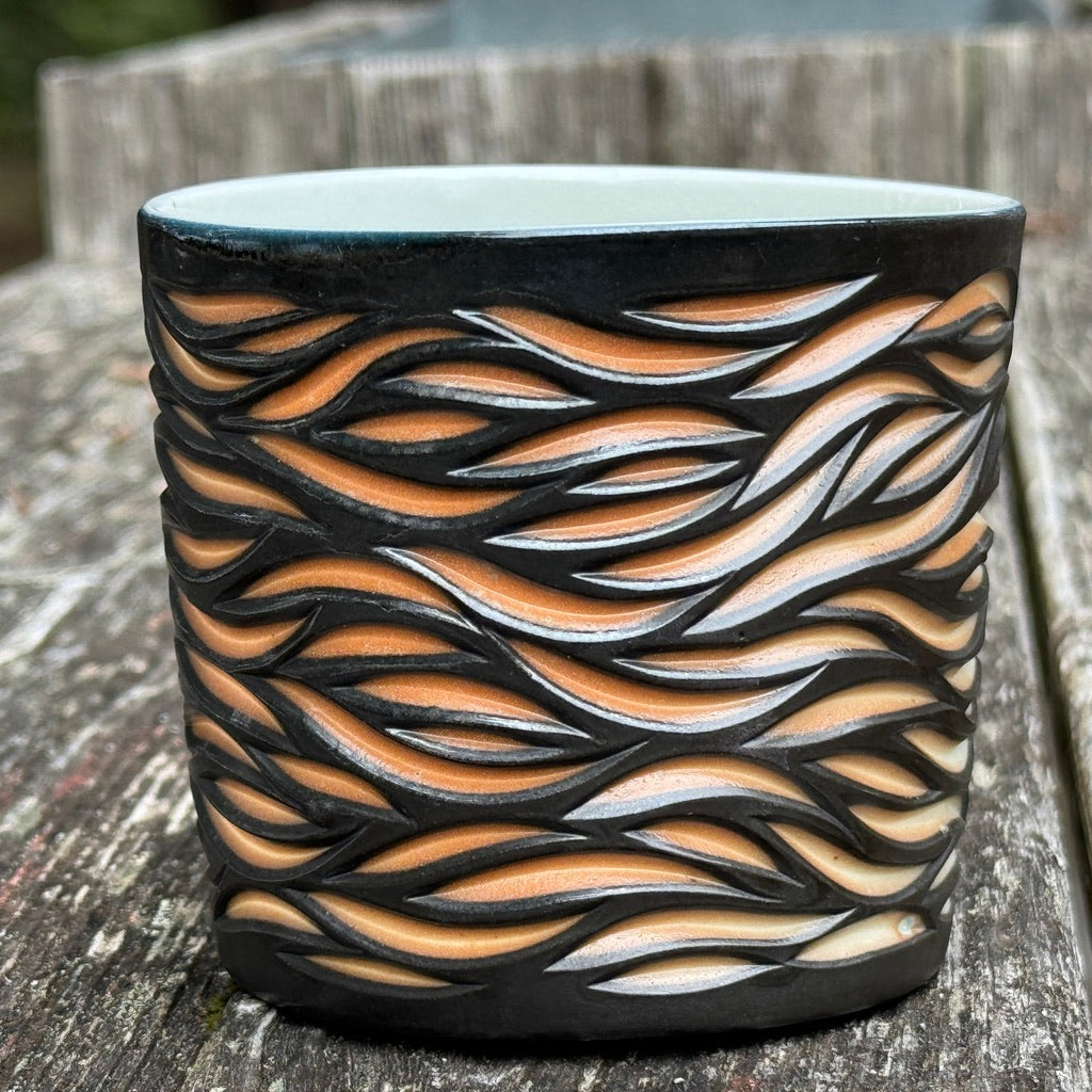 Wood Fired #33 Hand Carved Votive Flow - Oval