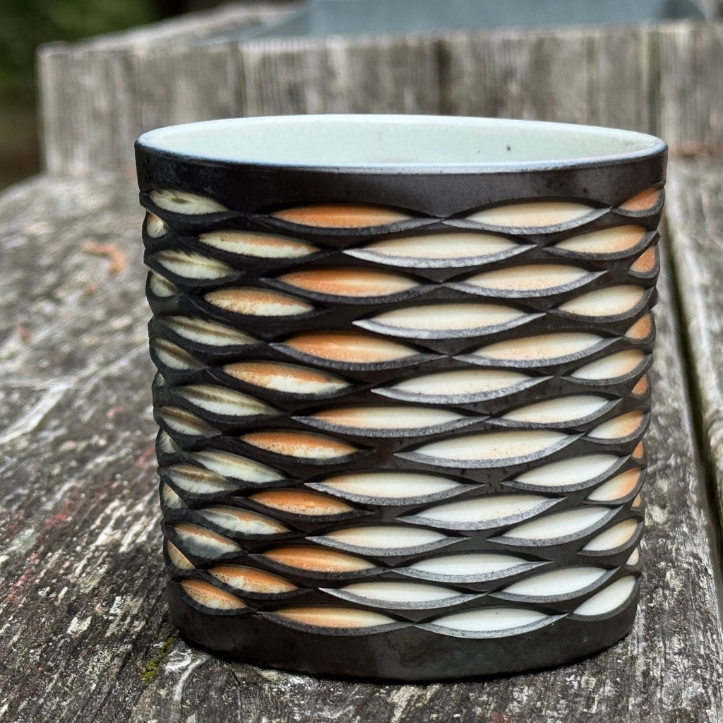 Wood Fired #34 Hand Carved Votive Mesh