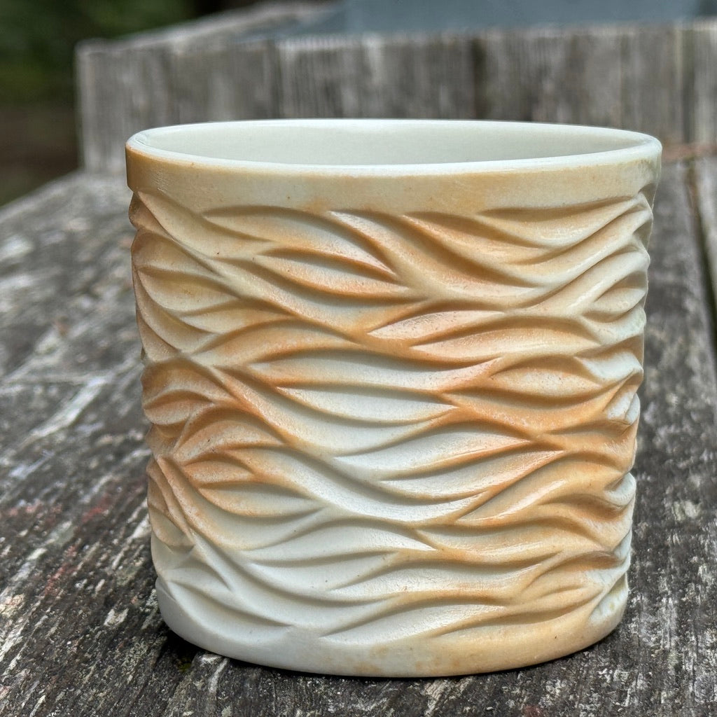 Wood Fired #35 Hand Carved Votive- Flow