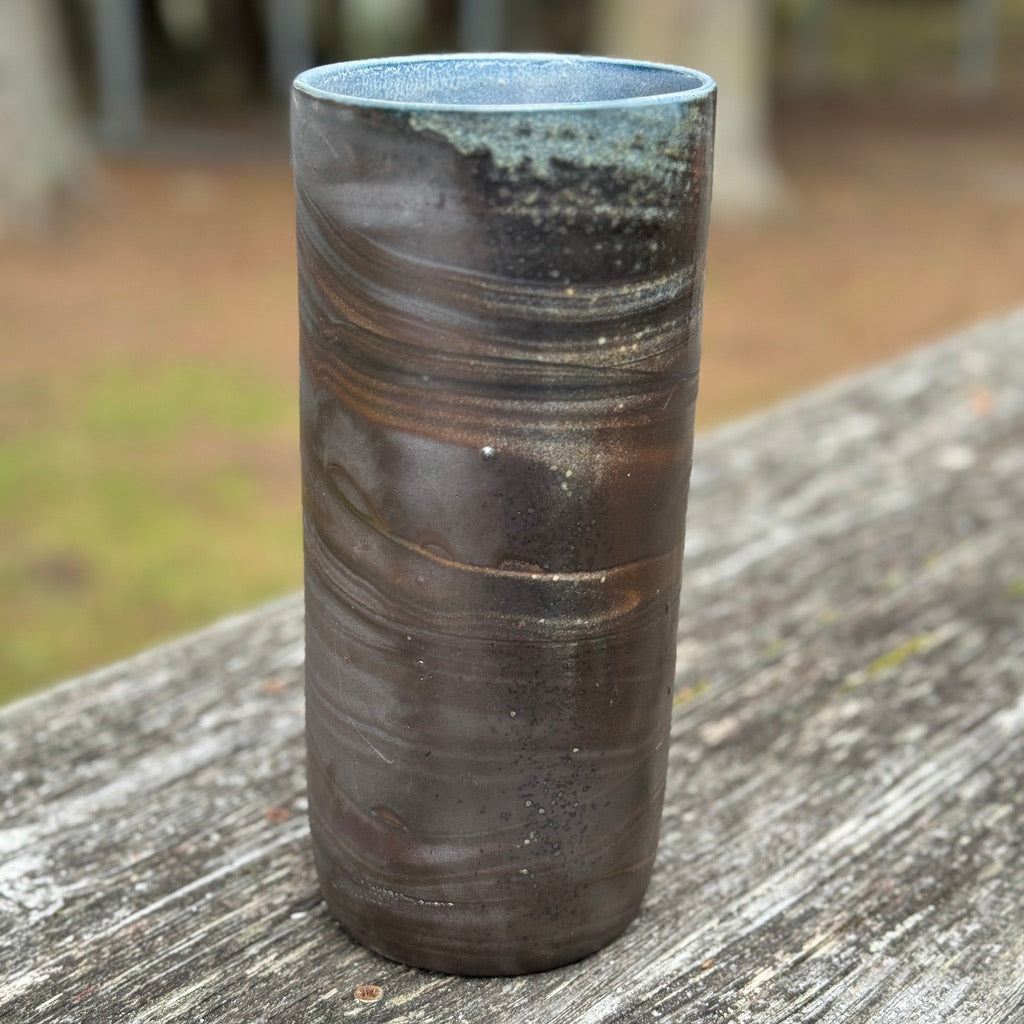 Large Column Vase Strata Series - Wood Fired