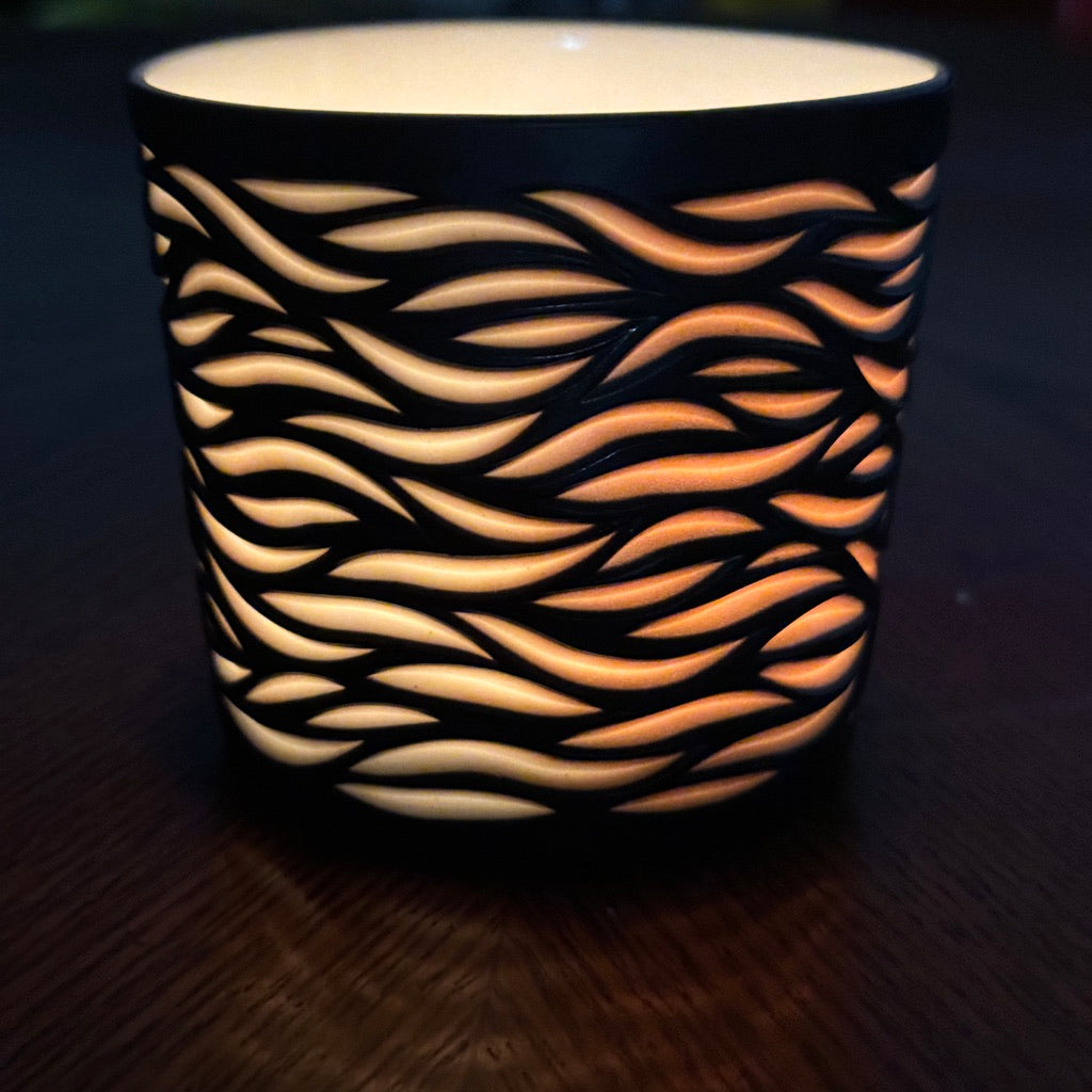 Wood Fired #33 Hand Carved Votive Flow - Oval