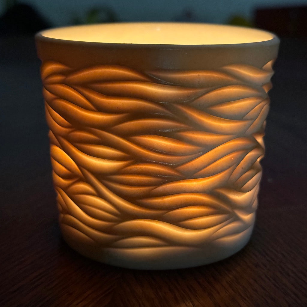 Wood Fired #35 Hand Carved Votive- Flow