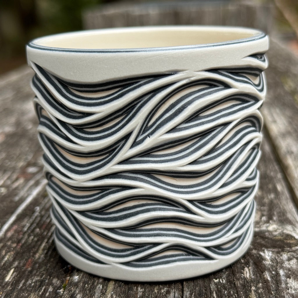 Flow Carved Tumbler - White and Black 5 Layers *Preorder* Ship in 4-6 weeks*