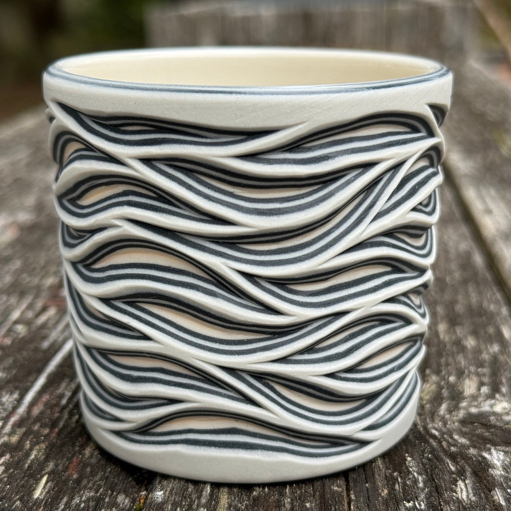 Flow Carved Tumbler - White and Black 5 Layers *Preorder* Ship in 4-6 weeks*