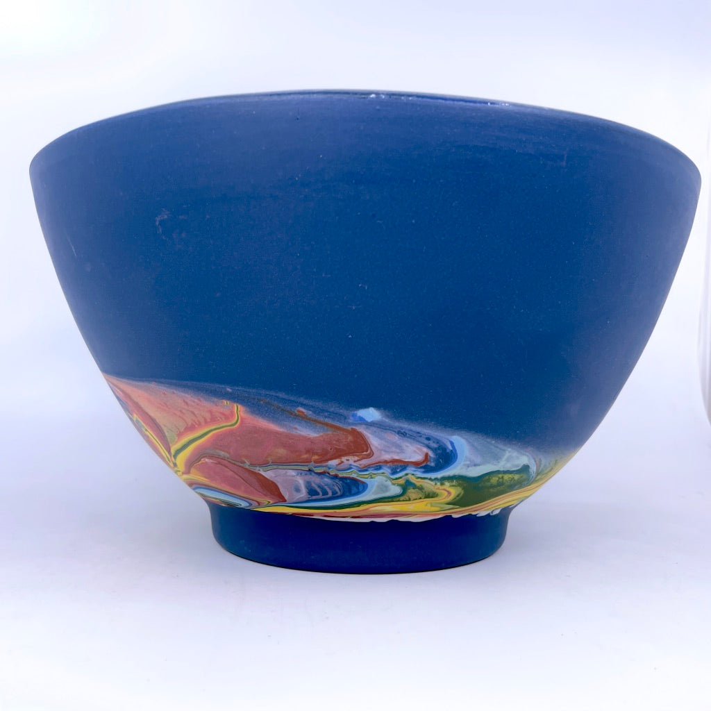 16 Color Rainbow Aurora, Cobalt Background Large Serving Bowl *Now Preorder, ship in 4-6 weeks*