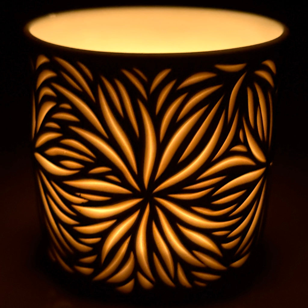 Starburst 2-Layer Carved Luminary (black exterior) *Made to Order* Ship in 4-6 weeks