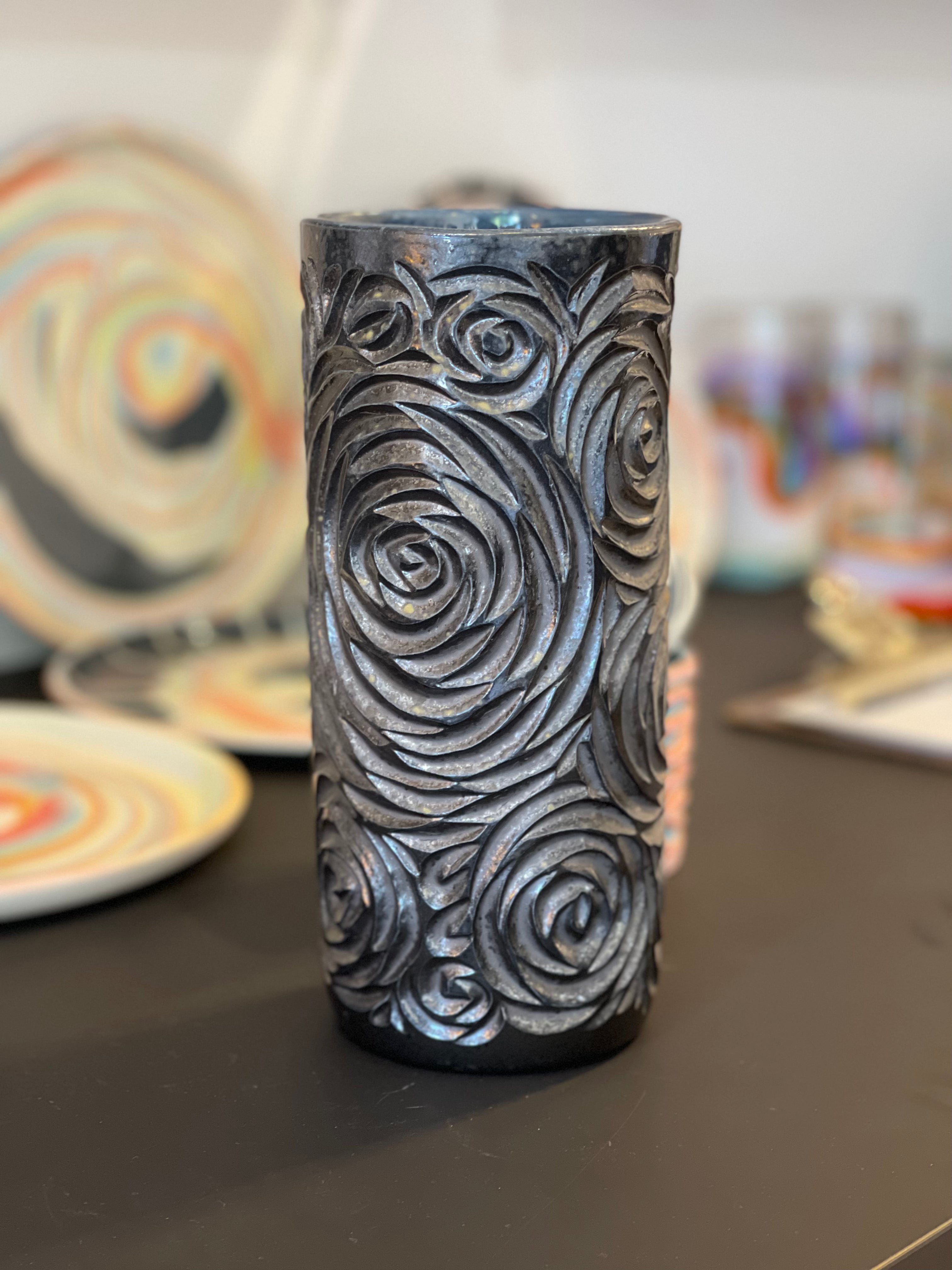 Wood fired swirl vase