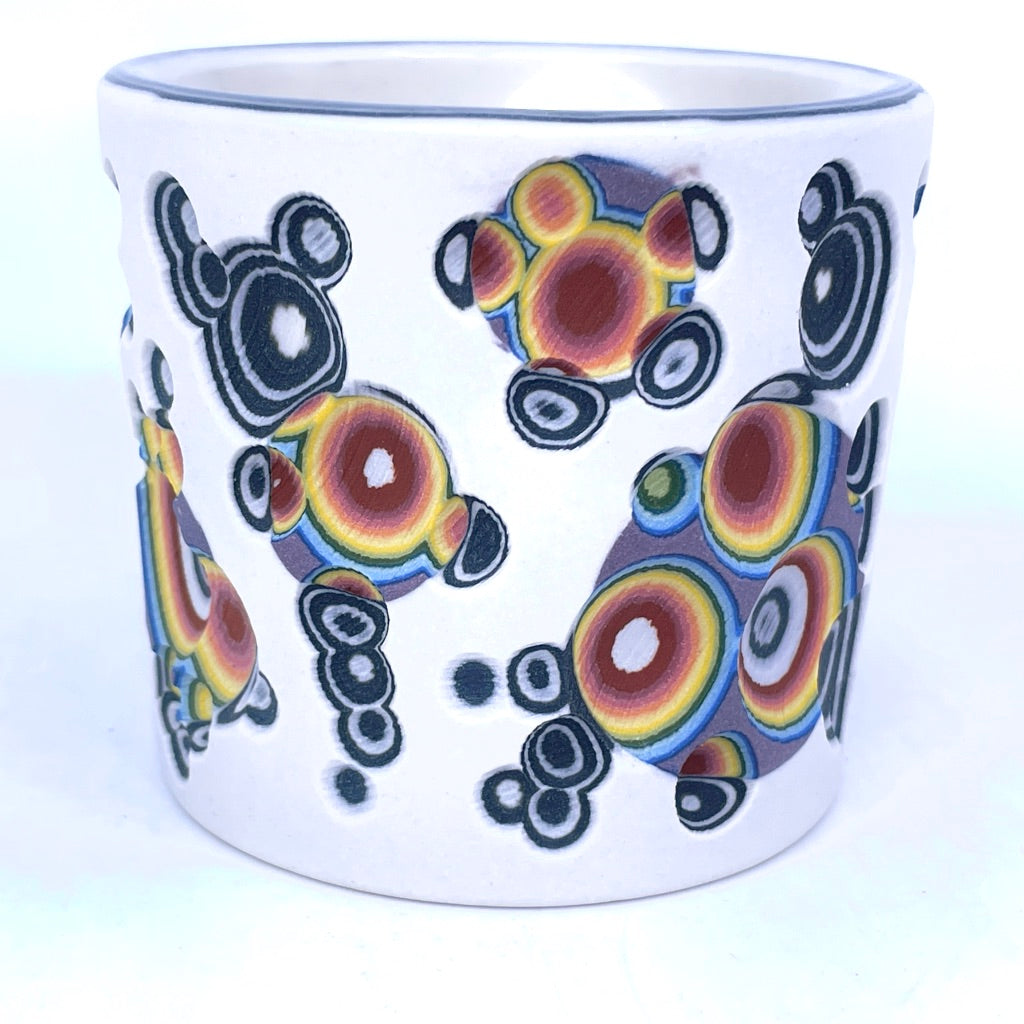 Buzzed Carved Hybrid Layering- Rainbow Inserts on White/Black - 20 Layer Functional Fine Art Tumbler