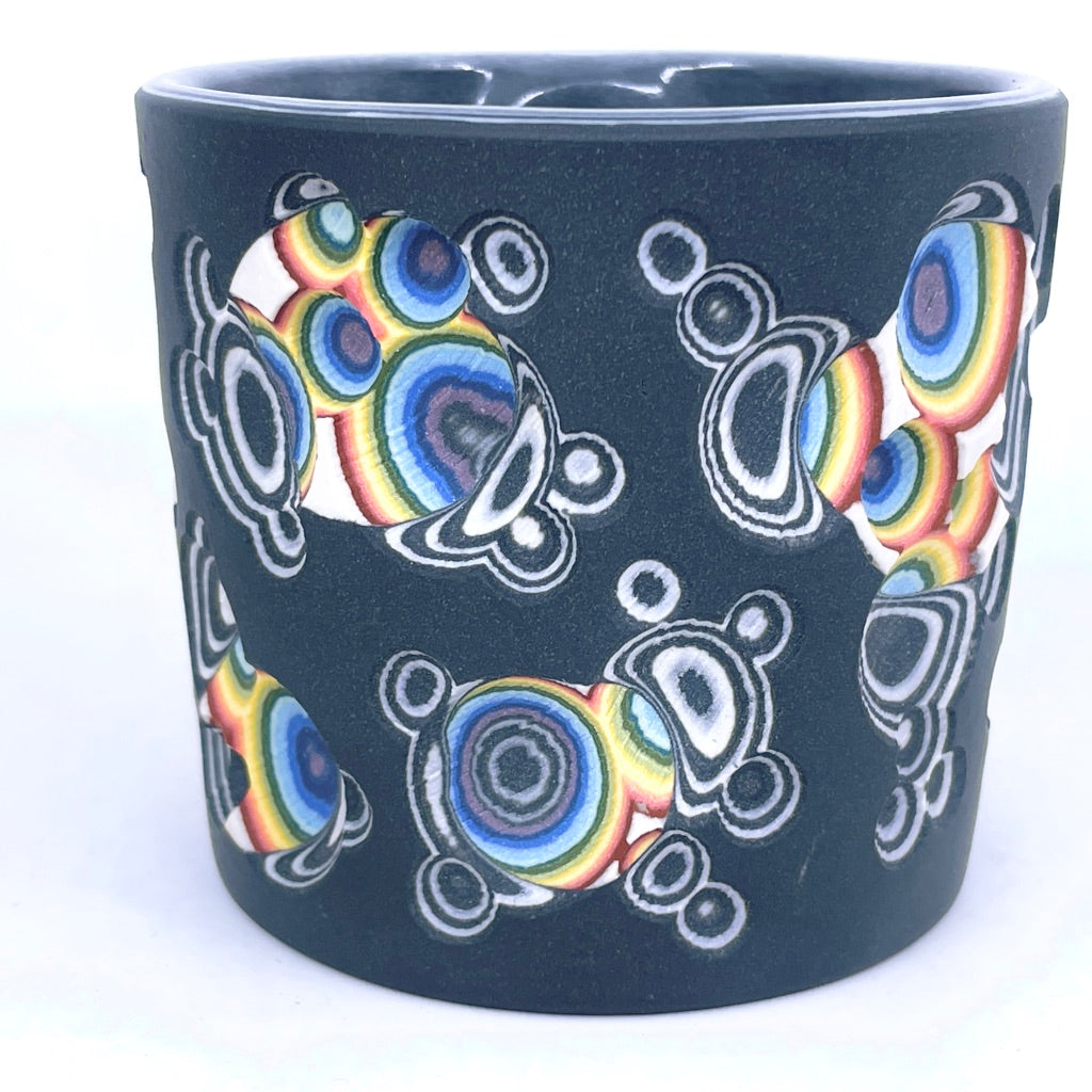 *Now Preorder* Buzzed Carved Hybrid Layering- Rainbow Inserts on Black/White - 20 Layer Functional Fine Art Tumbler