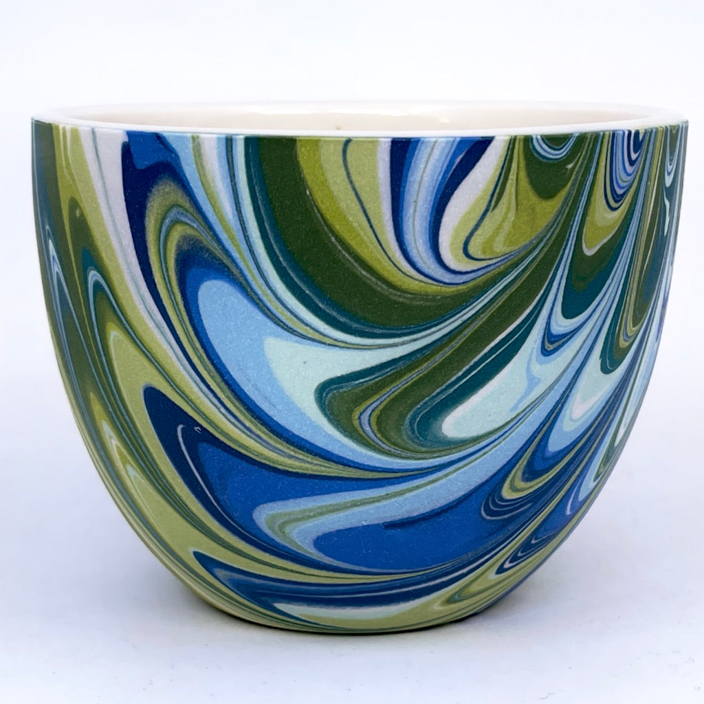 Feathered Greens and Blues Teacup *Preorder* (Ship in 4-6 weeks)