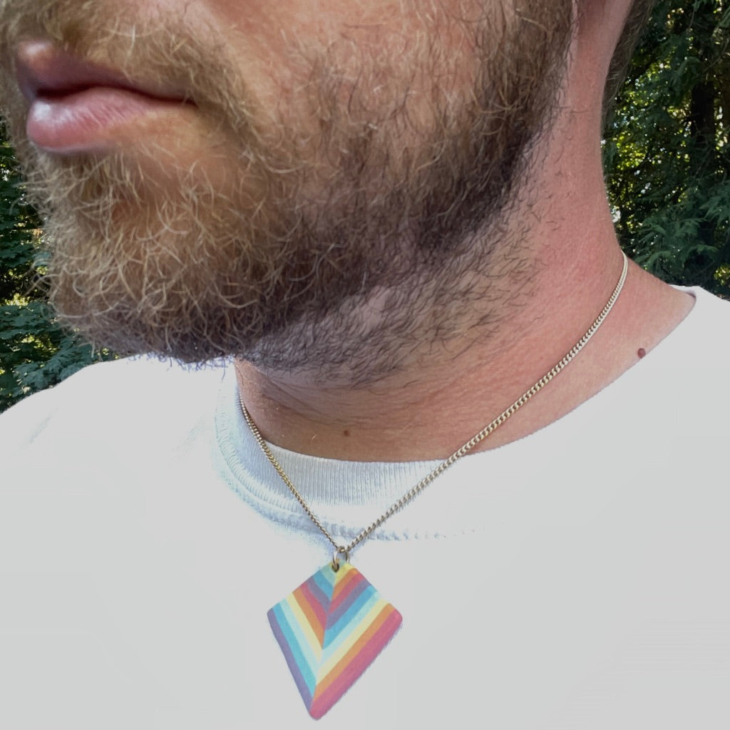 Diamond Offset Rainbow Pendant Necklace Preorder *ship in 4-6 weeks* (chain shipped to order)