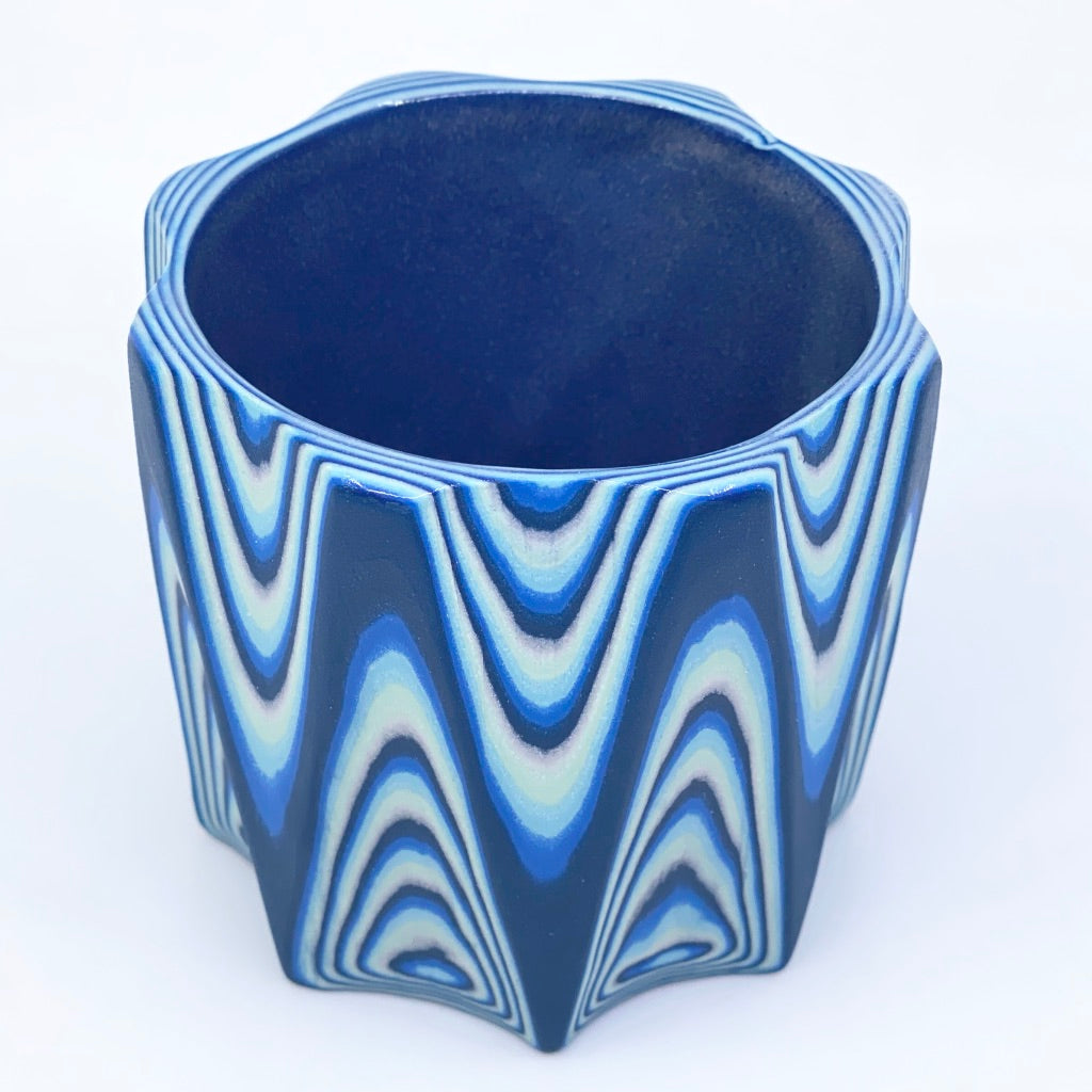 Glacier 26-Layer Zig Faceted Tumbler Dark Blue interior and exterior (8-Sides) **reduced price for line in design, note in front picture**