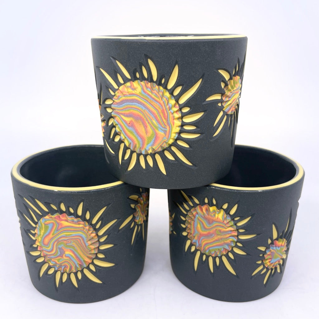 Solar Flare Bright Rainbow Suns Marbled Carved 3-Layer Tumbler