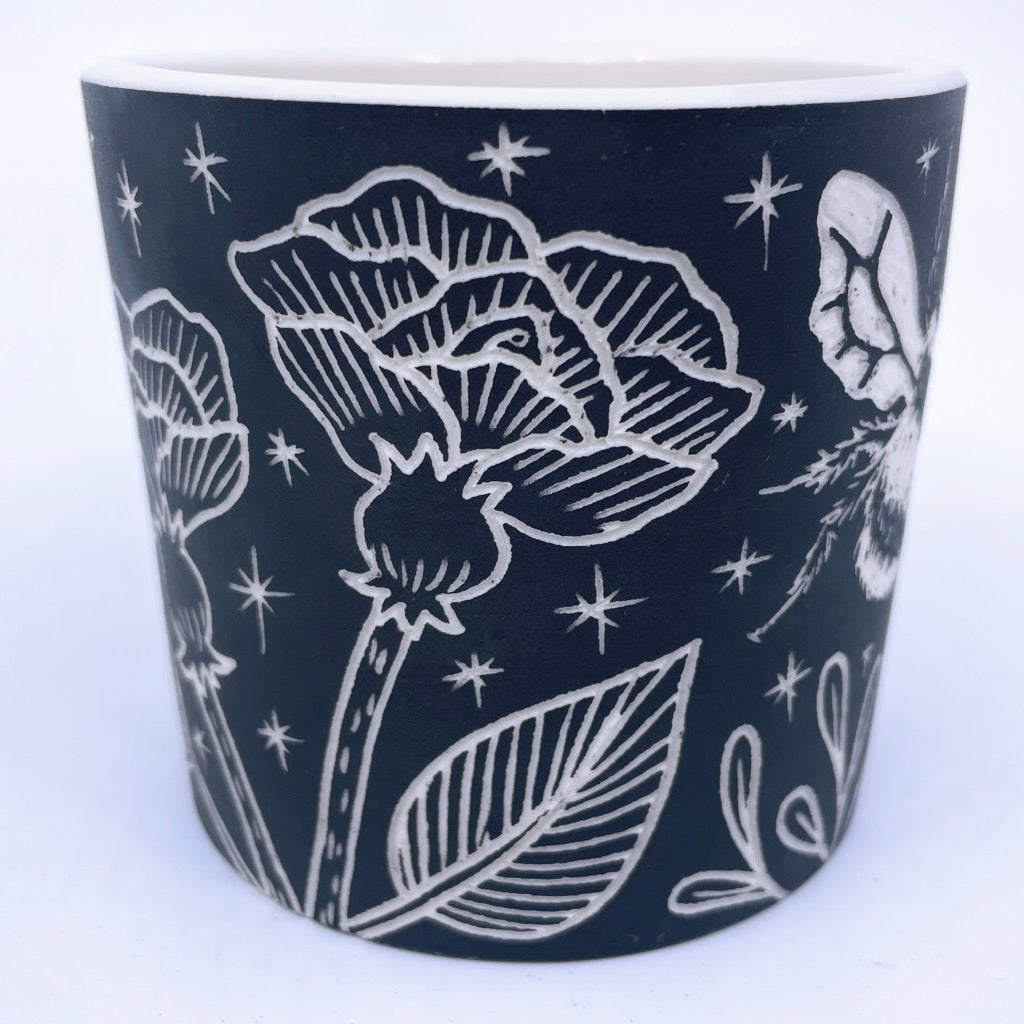 *Now Limited Preorder* Bees and Flowers Sgraffito Tumbler (by Katie Kelly) Now ship in 6-8 weeks