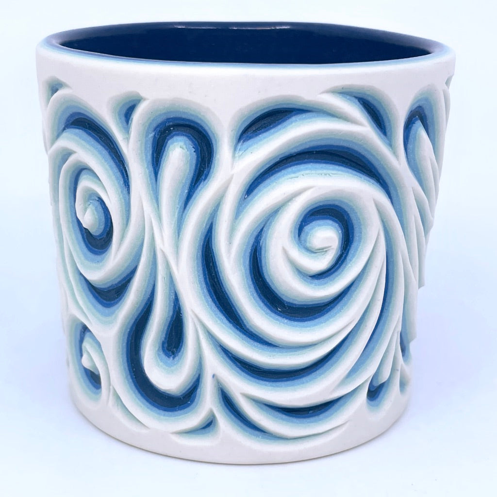 Glacier Swirls- 5 Layer Carved Tumbler