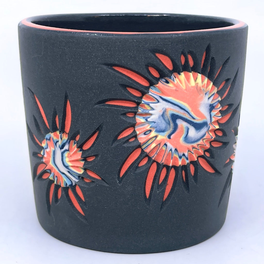 Solar Flare Mango & Black and White To Coral Marbled 3-Layer Tumbler