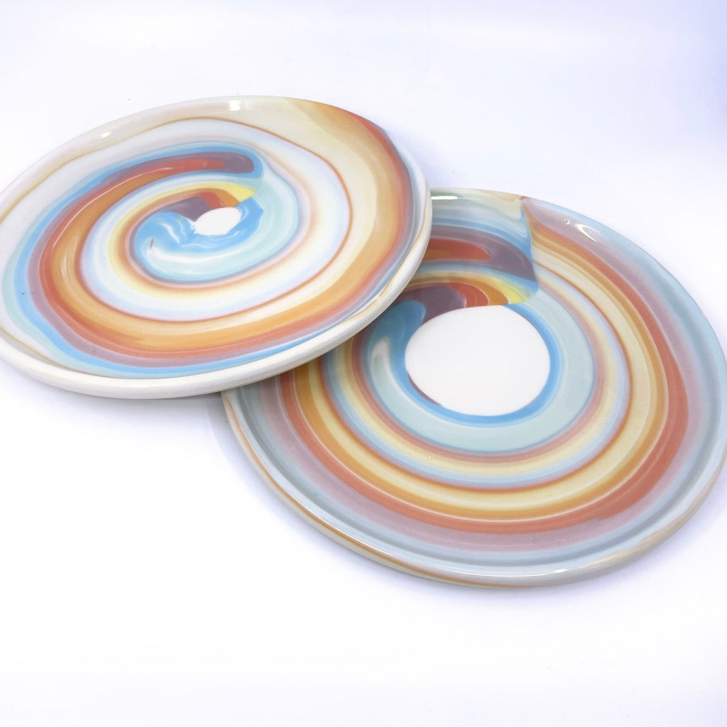 Preorder White Rainbow Swirl Plate (Shipping 4-6 weeks)