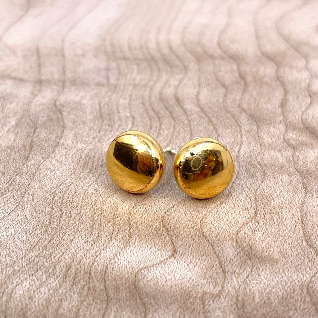 Full Luster Mini Circle Stud Earrings (22K Gold layer)