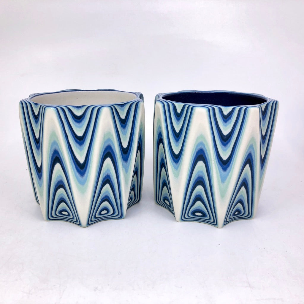 White Interior Glacier 26-Layer Zig Faceted Tumbler (8-Sides)
