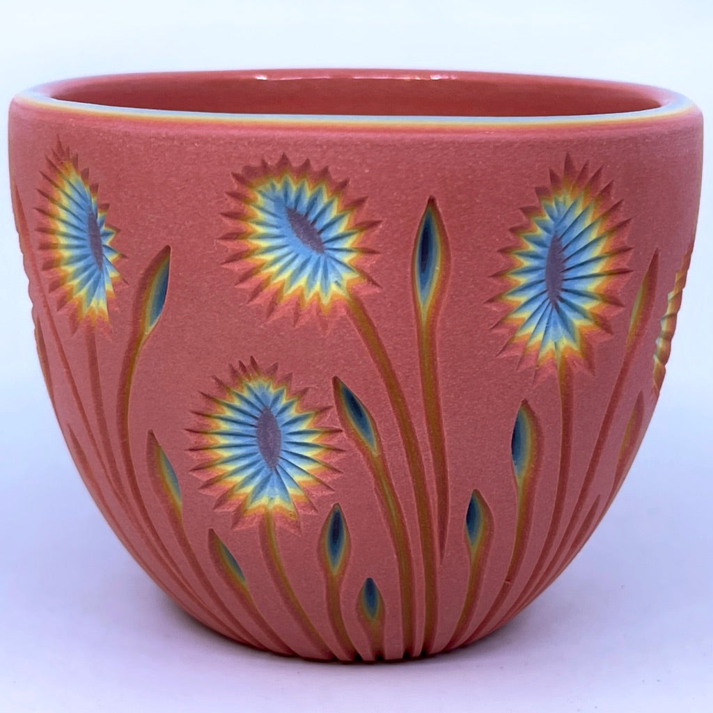 **Preorder Product** Botanical Carved Rainbow 7 Layer Teacup