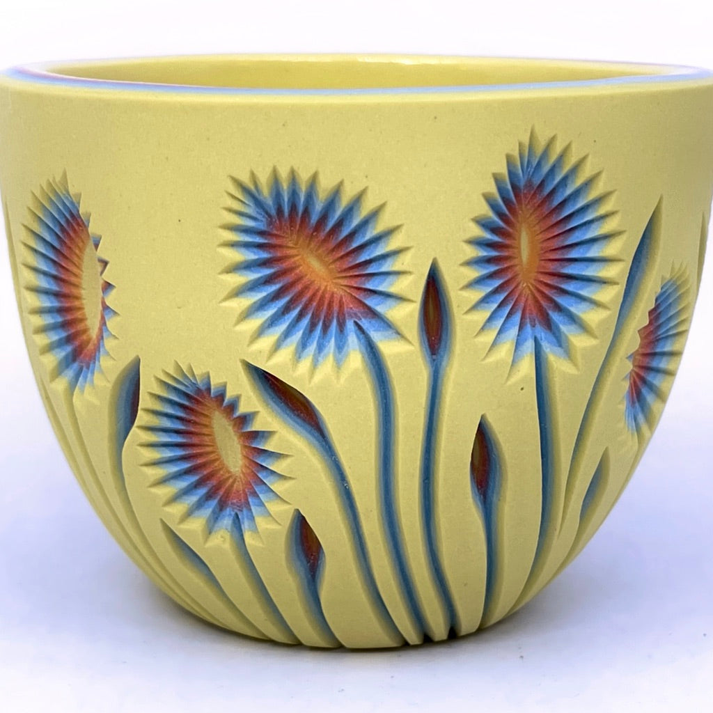 **Preorder Product** Botanical Carved Rainbow 7 Layer Teacup